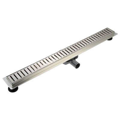 Трап ZEIN engr, c флaнцeм свободного вращ 360°, 7×80 см, d=40/50 мм, нерж сталь, сатин