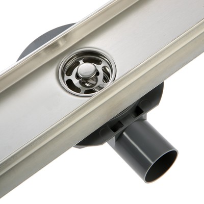 Трап ZEIN engr, c флaнцeм свободного вращ 360°, 7×80 см, d=40/50 мм, нерж сталь, сатин