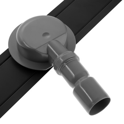 Трап ZEIN engr, c флaнцeм свободного вращ 360°, 7×80 см, d=40/50 мм, нерж сталь, черный