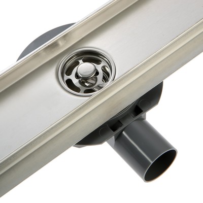 Трап ZEIN, c фланцем свободного вращения 360°, 7×90 см, d=40/50 мм, нерж. сталь, сатин