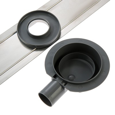 Трап ZEIN, c фланцем свободного вращения 360°, 7×90 см, d=40/50 мм, нерж. сталь, сатин