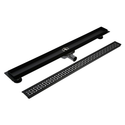 Трап ZEIN, c флaнцeм свободного вращения 360°, 7×90 см, d=40/50 мм, нерж. сталь, черный