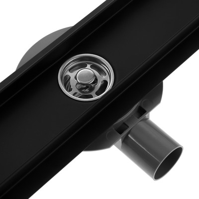 Трап ZEIN, c флaнцeм свободного вращения 360°, 7×90 см, d=40/50 мм, нерж. сталь, черный