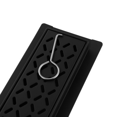 Трап ZEIN, c флaнцeм свободного вращения 360°, 7×90 см, d=40/50 мм, нерж. сталь, черный