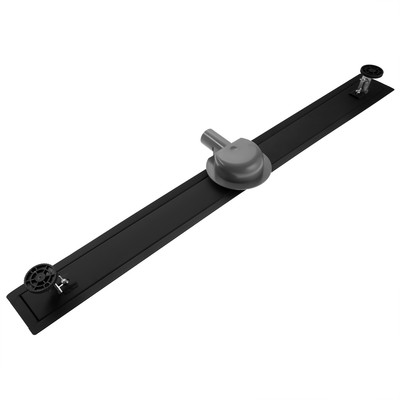 Трап ZEIN, c фланцем свободного вращения 360°, 7×120 см, d=40/50 мм, нерж. сталь, черный