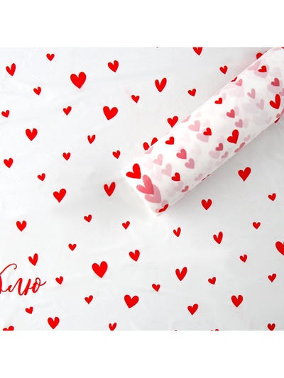 Плёнка для цветов упаковочная тишью влагостойкая «Люблю», белая, 0.6×10 м