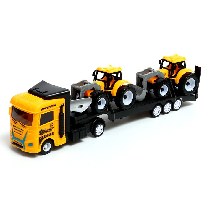 Грузовик инерционный «Автовоз», с 2 тракторами, цвет МИКС - Фото 1