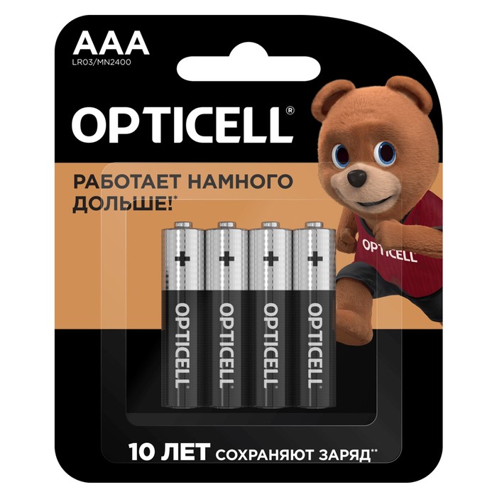 Батарейка алкалиновая OPTICELL, AAA, LR03-4BL, 1.5В, блистер, 4 шт