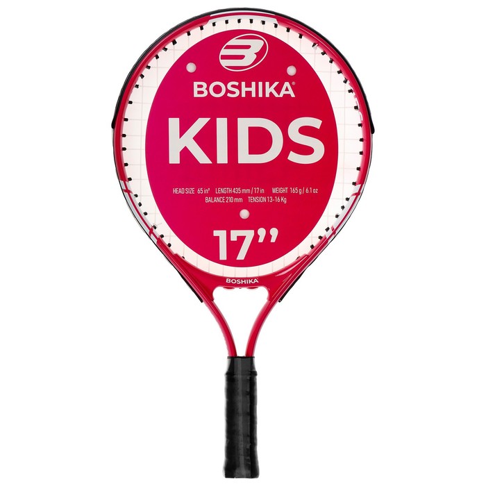 Ракетка для большого тенниса детская BOSHIKA KIDS, алюминий, 17'', цвет розовый - Фото 1