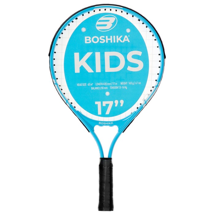 Ракетка для большого тенниса детская BOSHIKA KIDS, алюминий, 17'', цвет голубой - Фото 1
