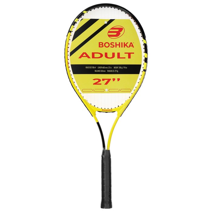 Ракетка для большого тенниса BOSHIKA ADULT, алюминий, 27'', цвет чёрно-жёлтый - Фото 1