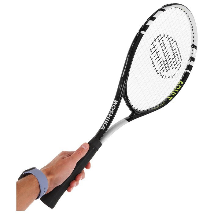 Ракетка для большого тенниса BOSHIKA ADULT, алюминий, 27'', цвет чёрно-белый