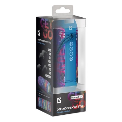 Портативная колонка Defender Enjoy S750, 10Вт, 1200 мАч, BT, FM, USB, microSD, AUX, граффити 1024011