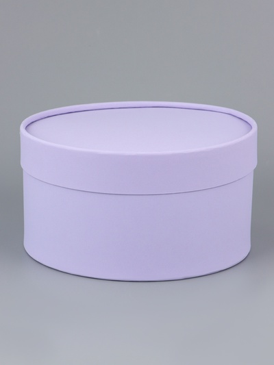 Подарочная коробка круглая Frilly бледно-фиолетовая, завальцованная без окна, 21×11 см