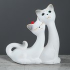 Копилка "Кошки Сладкая пара", покрытие флок, белая, 21 см - Фото 1