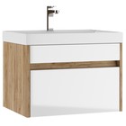 Тумба подвесная «Домино» Karlo, под раковину Classica 60, с 1 ящиком, 590×400×445 мм, цвет дуб вотан/белый - Фото 1