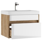Тумба подвесная «Домино» Karlo, под раковину Classica 60, с 1 ящиком, 590×400×445 мм, цвет дуб вотан/белый - Фото 3