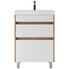 Тумба напольная «Домино» Karlo, под раковину Classica 60, с 2 ящиками, 590×445×799 мм, цвет дуб вотан/белый 10223481 - фото 319513541