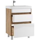 Тумба напольная «Домино» Karlo, под раковину Classica 60, с 2 ящиками, 590×445×799 мм, цвет дуб вотан/белый 10223481 - фото 319513542