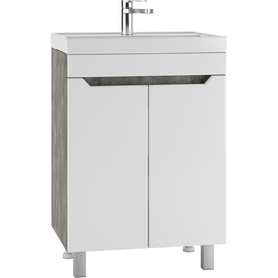 Тумба «Айсберг. Мечта», под раковину «Енисей 60», без ящика, 575×435×790 мм, цвет белый/бетон