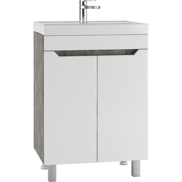 Тумба «Айсберг. Мечта», под раковину «Енисей 60», без ящика, 575×435×790 мм, цвет белый/бетон - Фото 1