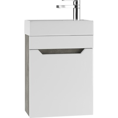 Тумба «Айсберг. Мечта», под раковину «Енисей 40», без ящика, 392×210×500 мм, цвет белый/бетон