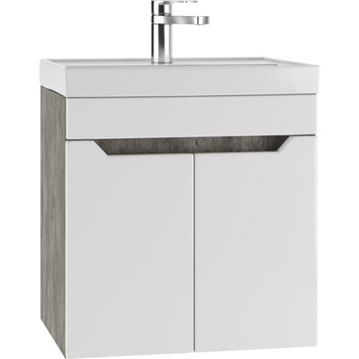 Тумба подвесная «Айсберг. Мечта», под раковину «Енисей 50», без ящика, 470×388×500 мм, цвет белый/бетон