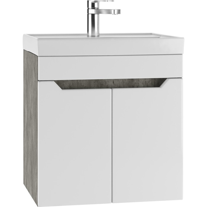 Тумба подвесная «Айсберг. Мечта», под раковину «Енисей 50», без ящика, 470×388×500 мм, цвет белый/бетон - Фото 1