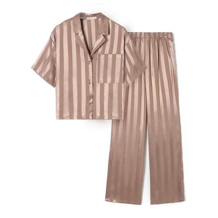 Комплект женский (рубашка, брюки) KAFTAN Silk Полоса размер 40-42, пудровый