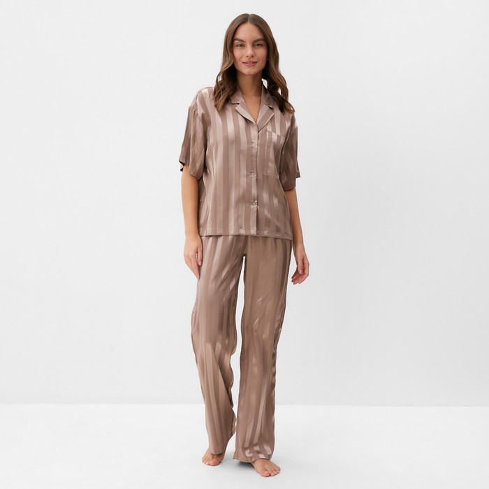 Комплект женский (рубашка, брюки) KAFTAN Silk "Полоса" размер 40-42, пудровый - Фото 1