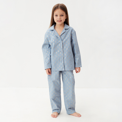 Пижама детская из фланели (рубашка, брюки) KAFTAN "Ананасы", рост 98-104, голубой