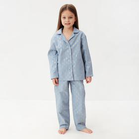 Пижама детская из фланели (рубашка, брюки) KAFTAN "Ананасы", рост 110-116, голубой