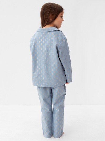 Пижама для девочки из фланели (рубашка, брюки) KAFTAN «Ананасы», голубая, рост 110-116 см