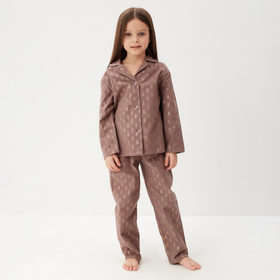 Пижама детская из фланели (рубашка, брюки) KAFTAN "Ананасы", рост 122-128, кофейный