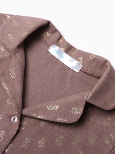 Пижама для девочки из фланели (рубашка, брюки) KAFTAN «Ананасы», кофейная, рост 134-140 см