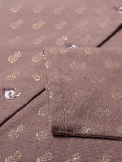 Пижама для девочки из фланели (рубашка, брюки) KAFTAN «Ананасы», кофейная, рост 134-140 см