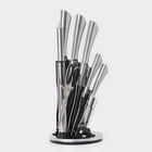Набор ножей кухонных на подставке Доляна Ardone, 7 предметов: 5 ножей, мусат и ножницы, хромированный - Фото 3