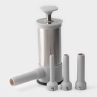 Шприц колбасный Yami, 4 насадки, для приготовления сосисок, нержавеющая сталь, серый - Фото 1