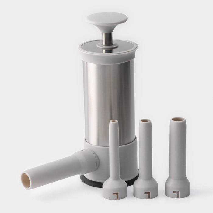 Шприц колбасный Yami, 4 насадки, для приготовления сосисок, нержавеющая сталь, серый - Фото 1