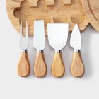 Набор для подачи сыра Magistro, 4 ножа, доска, 19.5×19.5×3.5 см, дуб - Фото 3