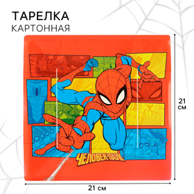 Тарелка бумажная "С Днем Рождения!", 21 см, Человек-паук (комплект 10 шт)