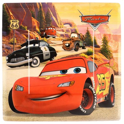 Тарелка бумажная, "С Днём Рождения!", 21 см, Тачки