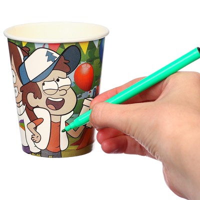 Стакан-раскраска одноразовый «С Днем Рождения!», 250 мл, Гравити Фолз