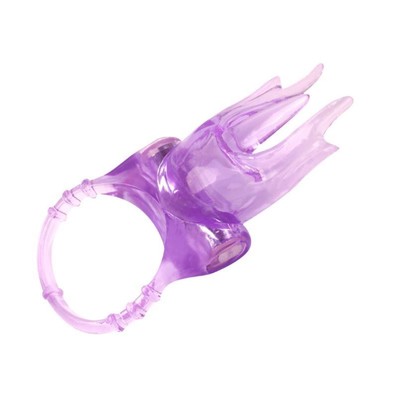 Эрекционное вибро-кольцо,  D=3,5 см, гелевый силикон, фиолетовый