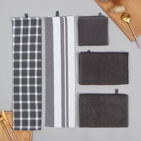 Кух. набор Этель Grey: полотенце - 4 шт, салфетка 30х30 см, 100% хл