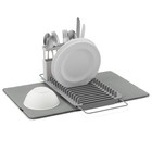 Коврик для сушки посуды с полкой для раковины Umbra Udry 51х17х57 см, цвет тёмно-серый - Фото 4