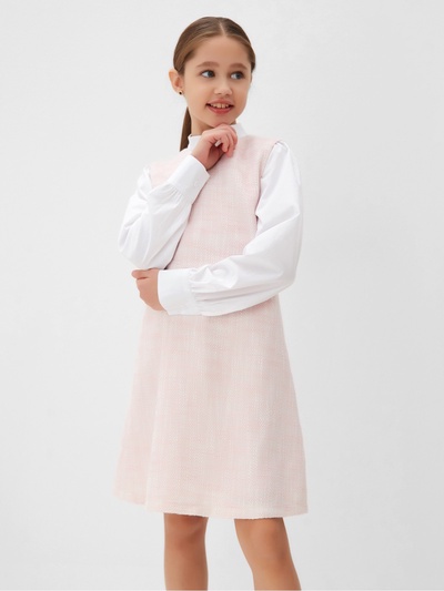 Платье нарядное для девочки MINAKU: PartyDress, прямое, розовое, рост 140-146 см