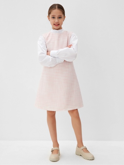 Платье нарядное для девочки MINAKU: PartyDress, прямое, розовое, рост 140-146 см