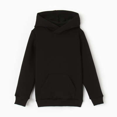 Худи детское с карманом, чёрное, рост 116 см