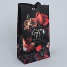 Пакет подарочный с лентой, упаковка, «Ночные цветы», 13 х 23 х 7 см - фото 8632496